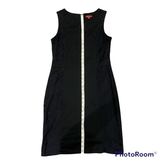 MERONA Little Black Dress Size Medium Simple But Elegant Lace Panels - Picture 11 of 16